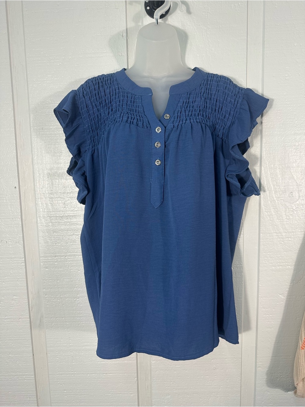 Love University Blue Flutter Sleeve Top Size 2XL EUC
